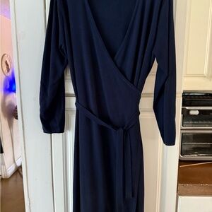 Elegant Blue Wrap sweater Dress